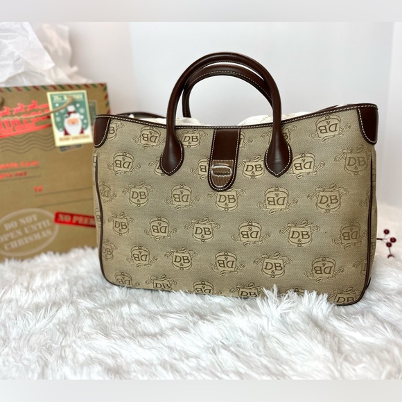 New Dooney & Bourke Signature Canvas Double Leather Handle Tote Bag - Picture 2 of 12